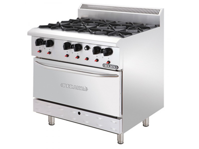 BẾP ÂU 6 HỌNG CÓ LÒ NƯỚNG DÙNG GAS